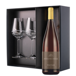 Buy Afrikan Ridge Pinotage 75cl Red Wine And Diamante Venezia Glasses Gift Box Set