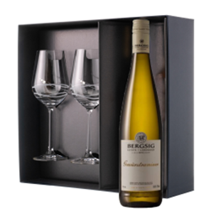 Buy Bergsig Estate Gewurztraminer 75cl White Wine And Diamante Venezia Glasses Gift Box Set