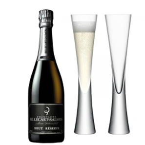 Buy Billecart Salmon Le Reserve Champagne 75cl with LSA Moya Flutes