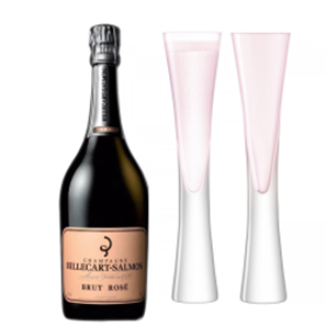 Buy Billecart Salmon Le Rose Champagne 75cl with LSA Moya Blush Flutes