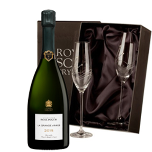 Buy Bollinger Grande Annee, Vintage, 2015 With Diamante Crystal Flutes