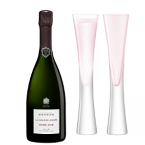 Buy Bollinger Grande Annee, Vintage Rose, 2015 with LSA Moya Blush Flutes