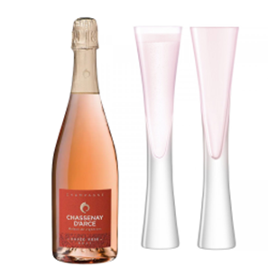 Buy Chassenay dArce Rose 75cl with LSA Moya Blush Flutes