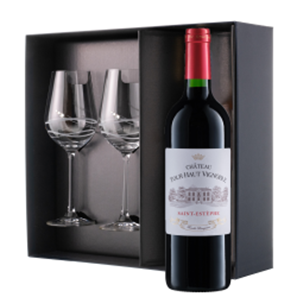 Buy Chateau Tour Haut Vignoble Bordeaux 75cl Red Wine And Diamante Venezia Glasses Gift Box Set