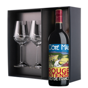 Buy Cote Mas Rouge Intense 75cl Red Wine And Diamante Venezia Wine Glasses Gift Box Set