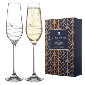 Buy Diamante Venezia Champagne Flutes Adorned with Swarovski Crystals – Set of 2