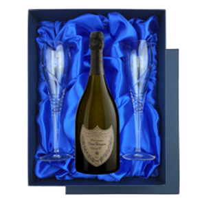 Buy Dom Perignon Brut 2015 Champagne 75cl in Blue Luxury Presentation Set With Flutes