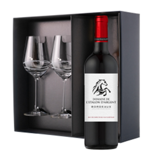 Buy Domaine de LEtalon dArgent Bordeaux 75cl And Diamante Venezia Glasses Gift Box Set