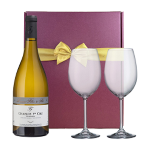 Buy Domaine Fillon Chablis 1'er Cru 75cl White Wine And Bohemia Glasses In A Gift Box