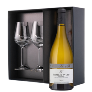 Buy Domaine Fillon Chablis 1'er Cru 75cl White Wine And Diamante Venezia Glasses Gift Box Set