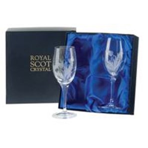 Buy Flower of Scotland 2 Large Wine 216mm (Presentation Boxed) Royal Scot Crystal