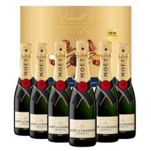 Buy Half Bottle Of Moet and Chandon Brut Champagne 37.5cl Case of 6 with Lindt Swiss Tradition Chocolates 193g