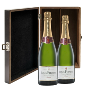 Buy Jules Feraud Brut 75cl Twin Elm Wood Gift Box (2x75cl)