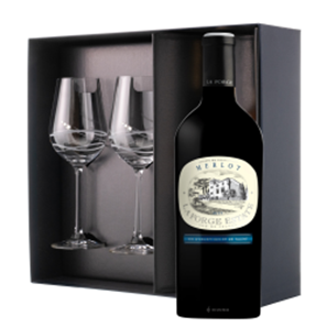 Buy La Forge Merlot 75cl French Red Wine And Diamante Venezia Wine Glasses Gift Box Set