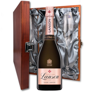 Buy Lanson Le Rose Creation Champagne 75cl And Flutes In Luxury Presentation Box