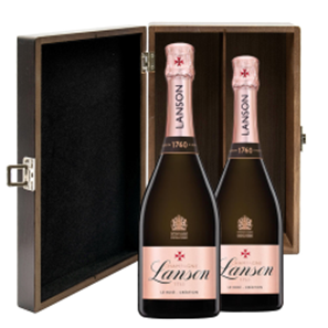 Buy Lanson Le Rose Creation Champagne 75cl Twin Elm Wood Gift Box (2x75cl)