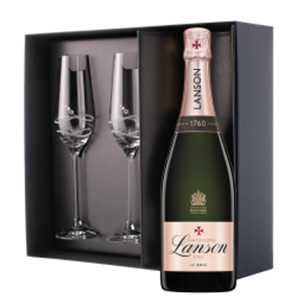 Buy Lanson Le Rose Label Champagne 75cl And Diamante Venezia Flute Set Gift Box