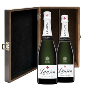 Buy Lanson Le White Label Sec Champagne 75cl Twin Elm Wood Gift Box (2x75cl)