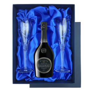 Buy Laurent Perrier Brut, Millesime, Vintage 2015 in Blue Luxury Presentation Set With Flutes