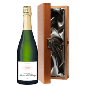 Buy Elm Wood Gift Boxed Baron De Villeboerg Brut Champagne 75cl