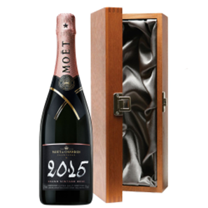 Buy Elm Wood Gift Boxed Moet & Chandon Vintage Rose 2015 Champagne 75cl