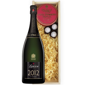 Buy Magnum of Lanson Le Vintage 2012 Champagne 150cl And Strawberry Charbonnel Truffles Magnum Box