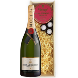 Buy Magnum of Moet & Chandon Brut Imperial Champagne And Strawberry Charbonnel Truffles Magnum Box