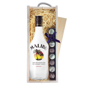 Buy Malibu Original Coconut Rum 70cl & Truffles, Wooden Box