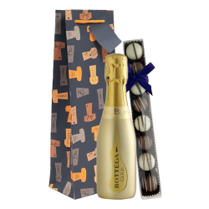 Buy Mini Bottega Gold Brut Prosecco 20cl & Fine Artisanal Truffles Gift Bag