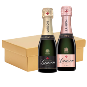 Buy Mini Champagne Lanson Le Rose and Lanson Le Black 20cl Twin Hamper Gift Box