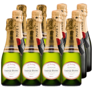 Buy Mini Champagne Moet Brut and Laurent Perrier Brut 20cl Case of 12