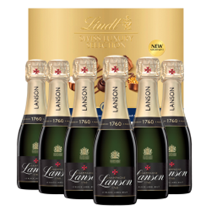 Buy Mini Lanson Le Black Creation Brut 20cl Case of 6 with Lindt Swiss Tradition Chocolates 193g