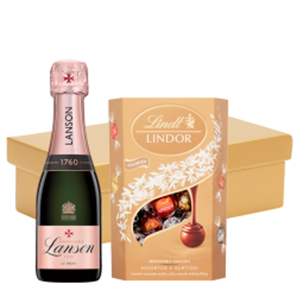 Buy Mini Lanson Le Creation Rose Champagne 20cl And Chocolates In Gift Hamper