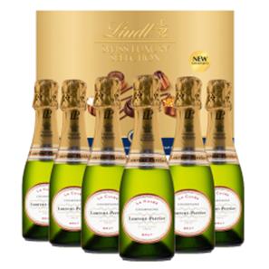 Buy Mini Laurent Perrier La Cuvee Champagne 20cl Case of 6 with Lindt Swiss Tradition Chocolates 193g