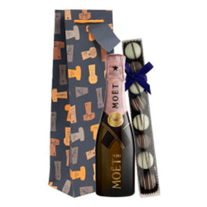 Buy Mini Moet Rose Champagne 20cl & Fine Artisanal Truffles Gift Bag