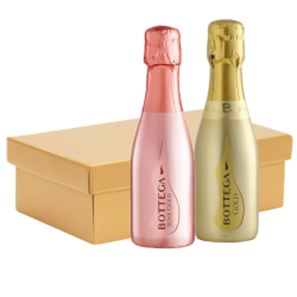 Buy Mini Prosecco Bottega Rose and Bottega Gold 20cl Twin Hamper Gift Box