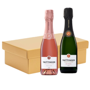 Buy Mixed Taittinger Brut & Rosé Champagne 37.5cl Twin Hamper Gift Box