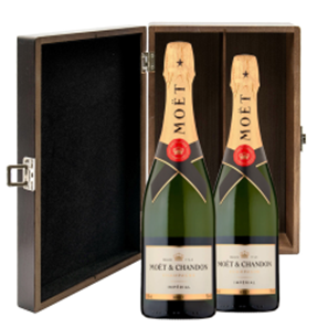 Buy Moet And Chandon Brut Champagne 75cl Twin Elm Wood Gift Box (2x75cl)