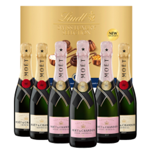 Buy Moet & Chandon Mixed Brut & Rose Champagne 37.5cl Case of 6 with Lindt Swiss Tradition Chocolates 193g