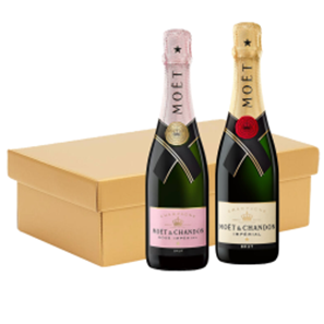 Buy Moet & Chandon Mixed Brut & Rose Champagne 37.5cl Twin Hamper Gift Box