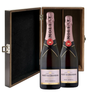 Buy Moet & Chandon Rose 75cl Twin Elm Wood Gift Box (2x75cl)