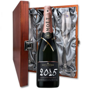 Buy Moet & Chandon Vintage Rose 2015 Champagne 75cl And Flutes In Luxury Presentation Box