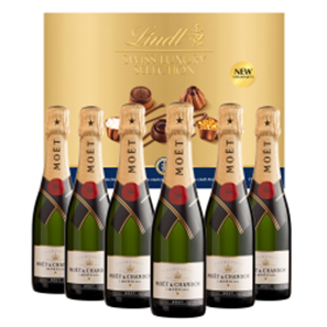 Buy Moet &amp;amp; Chandon Brut Champagne Half Bottle 37.5cl Case of 6 with Lindt Swiss Tradition Chocolates 193g