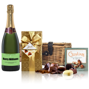 Buy Personalised Champagne - Green Label And Chocolates Hamper