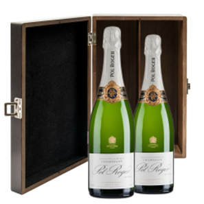 Buy Pol Roger Brut Reserve 75cl Twin Elm Wood Gift Box (2x75cl)