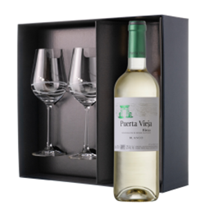 Buy Puerta Vieja Rioja Blanco 75cl White Wine And Diamante Venezia Glasses Gift Box Set