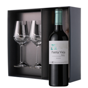 Buy Puerta Vieja Rioja Tinto 75cl Red Wine And Diamante Venezia Glasses Gift Box Set