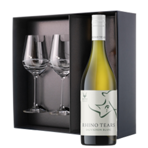 Buy Rhino Tears Sauvignon Blanc 75cl White Wine And Diamante Venezia Glasses Gift Box Set