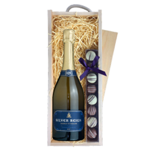 Buy Silver Reign Brut English Sparkling 75cl & Truffles, Wooden Box