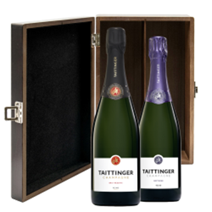 Buy Taittinger Brut and Nocturne Sec Twin Elm Wood Gift Box (2x75cl)